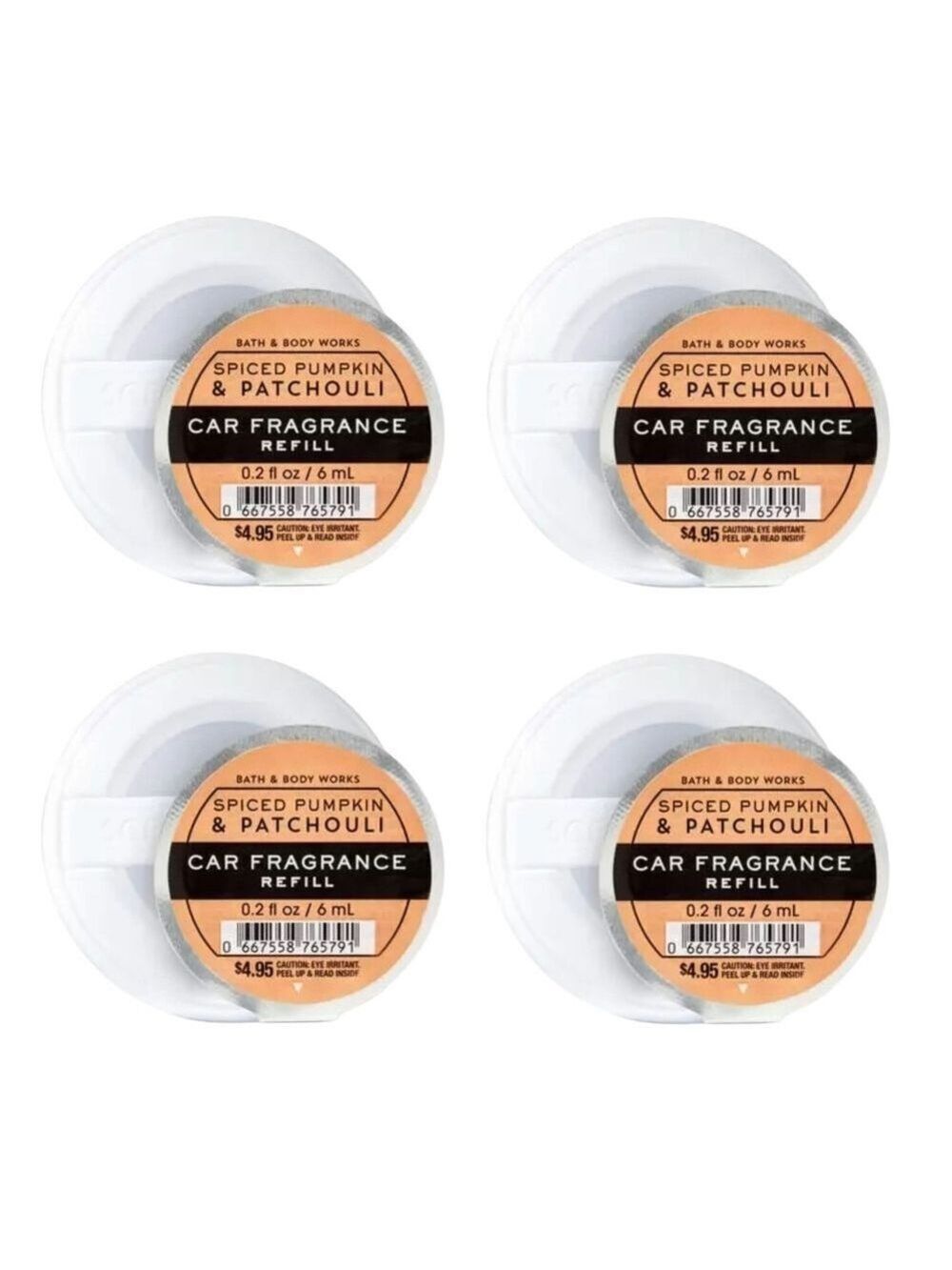 SPICED PUMPKIN & PATCHOULI 4-PIECE CAR FRAGRANCE REFILLS BY BATH & BODY WORKS